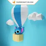 Papercraft Stitch en montgolfière origami