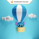 Papercraft Stitch en montgolfière origami