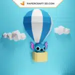 Papercraft Stitch en montgolfière origami