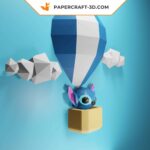 Papercraft Stitch en montgolfière origami