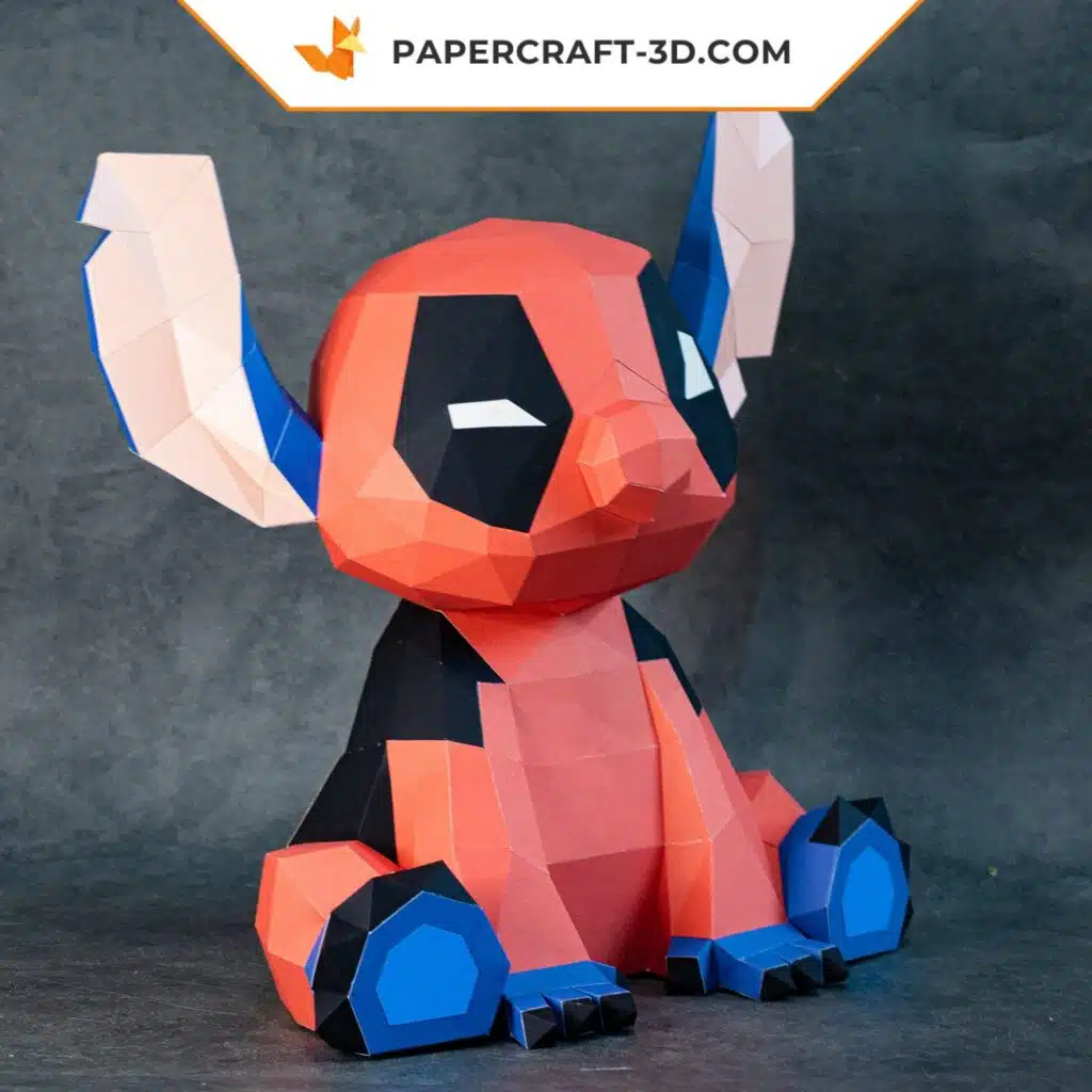 Papercraft de Stitch Deadpool em origami 3D
