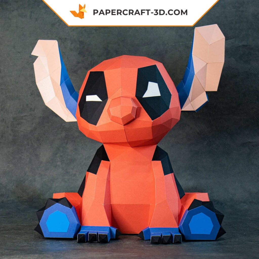 Papercraft de Stitch Deadpool em origami 3D