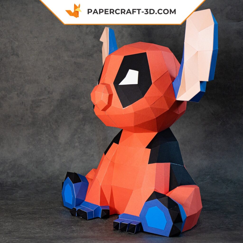 Papercraft de Stitch Deadpool em origami 3D
