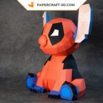 Papercraft de Stitch Deadpool em origami 3D