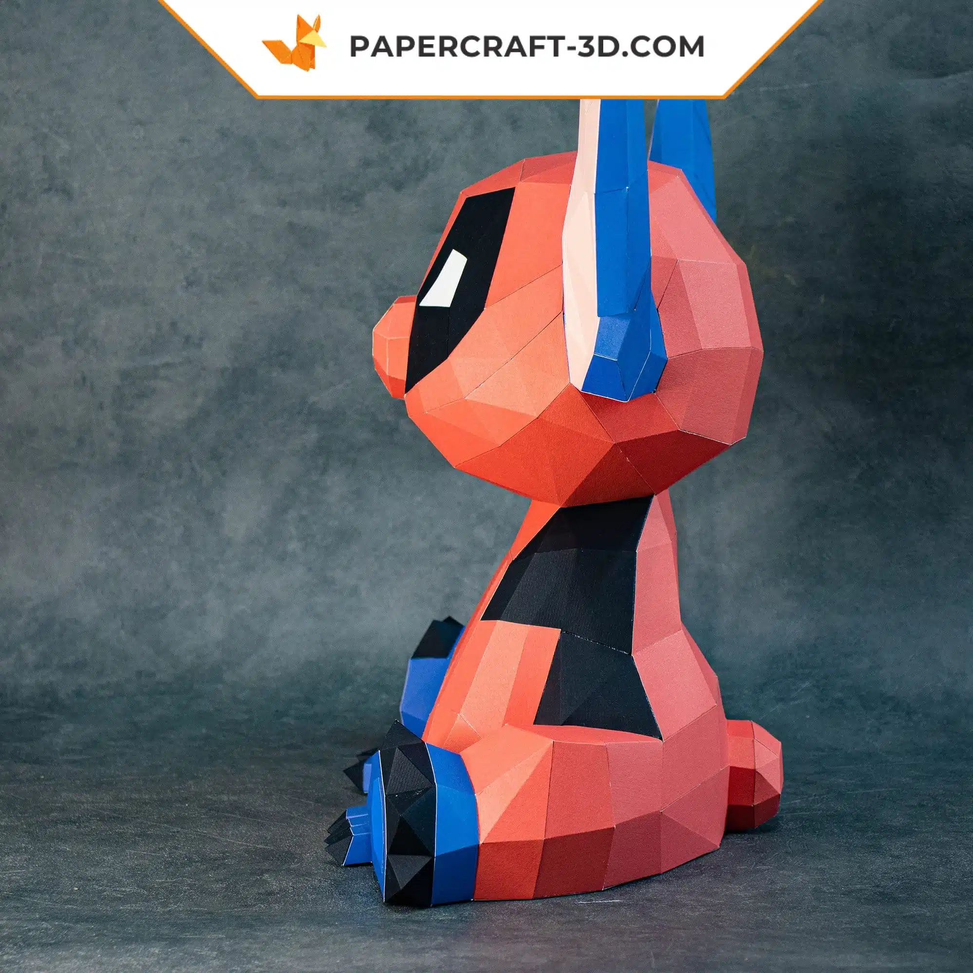 Papercraft de Stitch Deadpool em origami 3D, vista 2