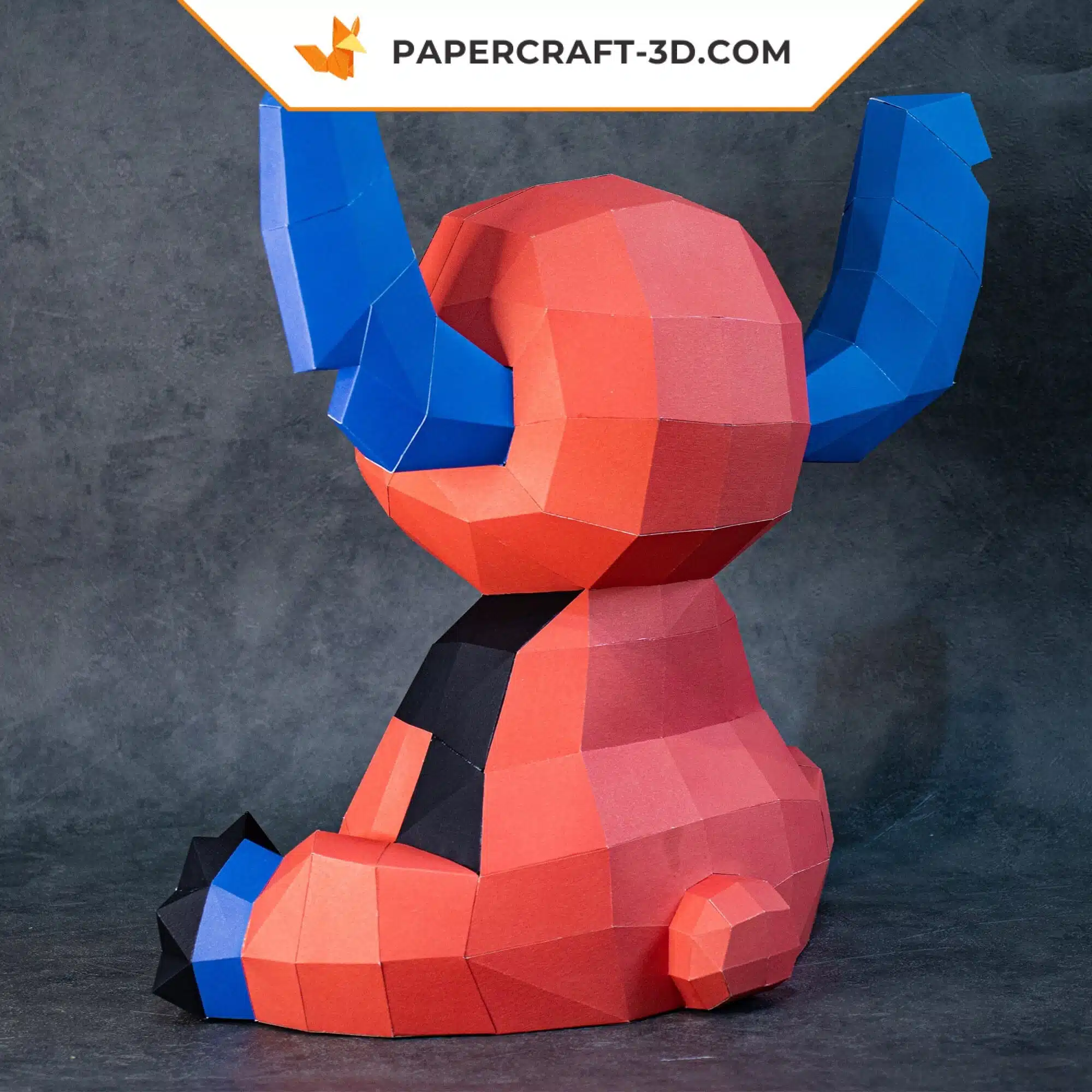 Papercraft de Stitch Deadpool em origami 3D, detalhe