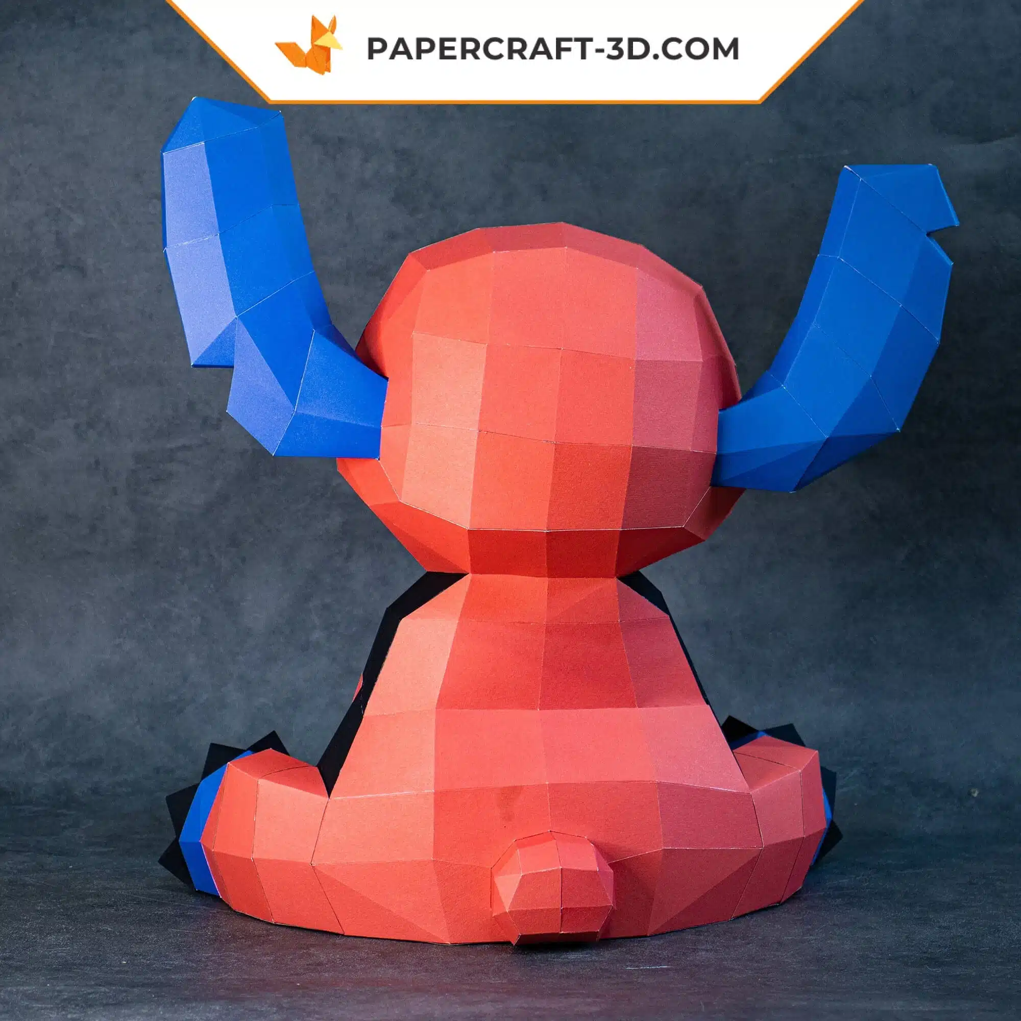 Papercraft de Stitch Deadpool em origami 3D, vista traseira