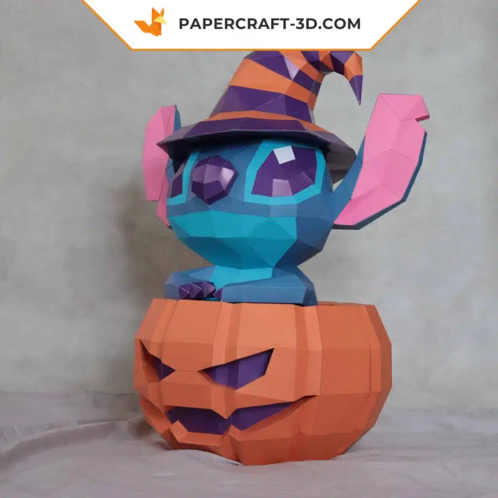 Papercraft Stitch Halloween en origami papier 3D PDF DIY pepakura modèle basse polygone