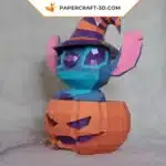 Papercraft Stitch Halloween en origami papier 3D PDF DIY pepakura modèle basse polygone