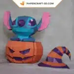 Papercraft Stitch Halloween en origami papier 3D PDF DIY pepakura modèle basse polygone, weergave 4