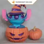 Papercraft Stitch Halloween en origami papier 3D PDF DIY pepakura modèle basse polygone, weergave 6