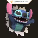 Papercraft Stitch mural en origami papier 3D DIY Pepakura