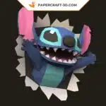 Papercraft Stitch mural en origami papier 3D DIY Pepakura, weergave 5