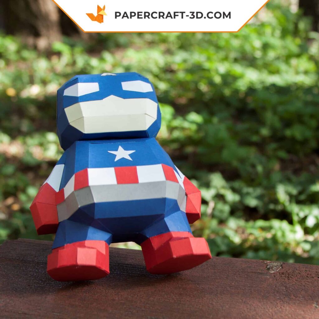 Papercraft Captain America Marvel in 3D origami
