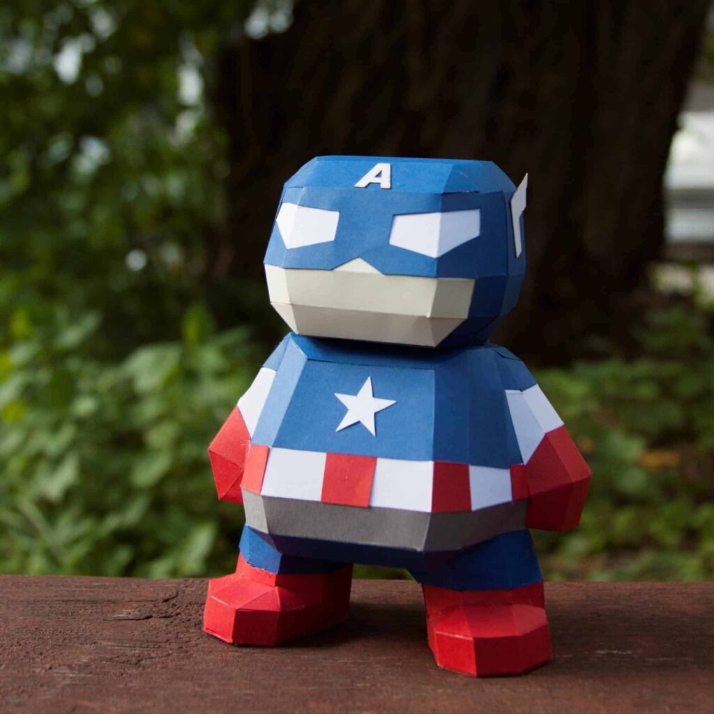 Papercraft Captain America Marvel in 3D origami