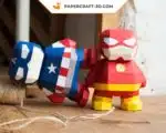 Papercraft Superhéros en origami papier 3D DIY, weergave 4