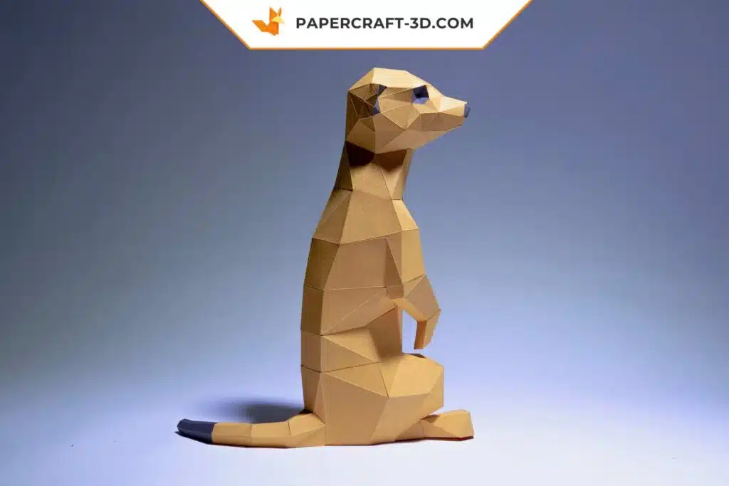 Papercraft suricates en origami papier 3D à télécharger, weergave 3
