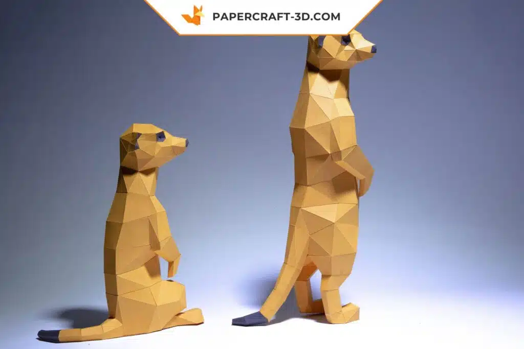 Papercraft suricates en origami papier 3D à télécharger
