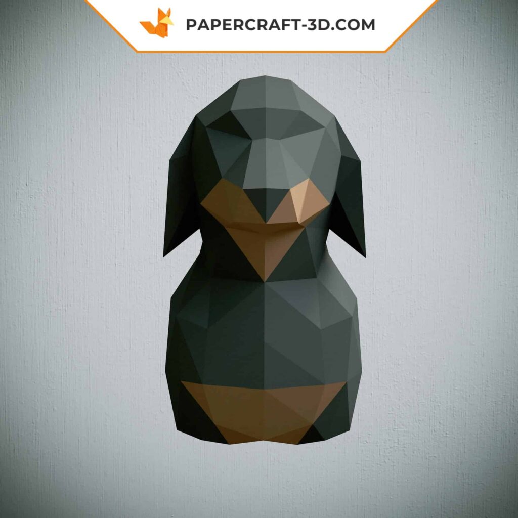 Papercraft testa di bassotto da parete in origami 3D