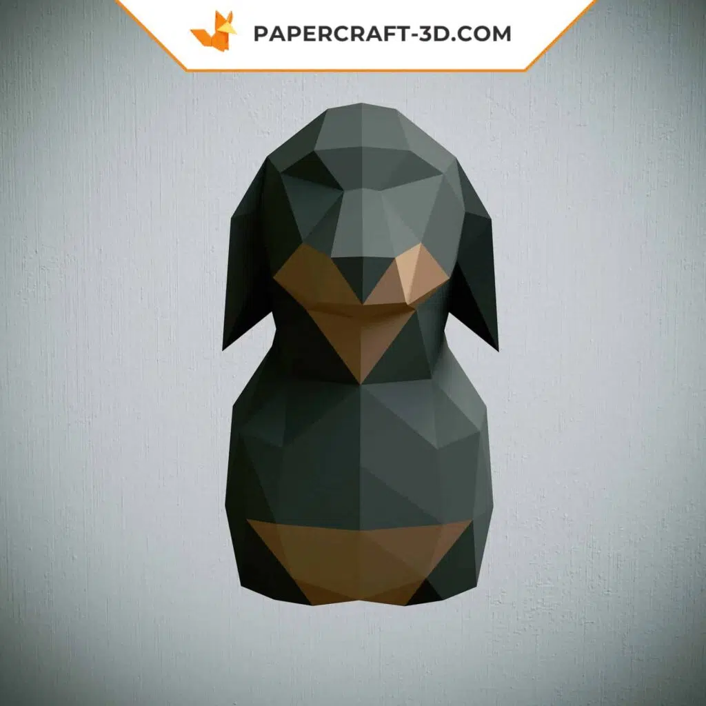 Papercraft Teckel origami papier 3D, weergave 2
