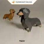 Papercraft Teckel origami papier 3D, weergave 2