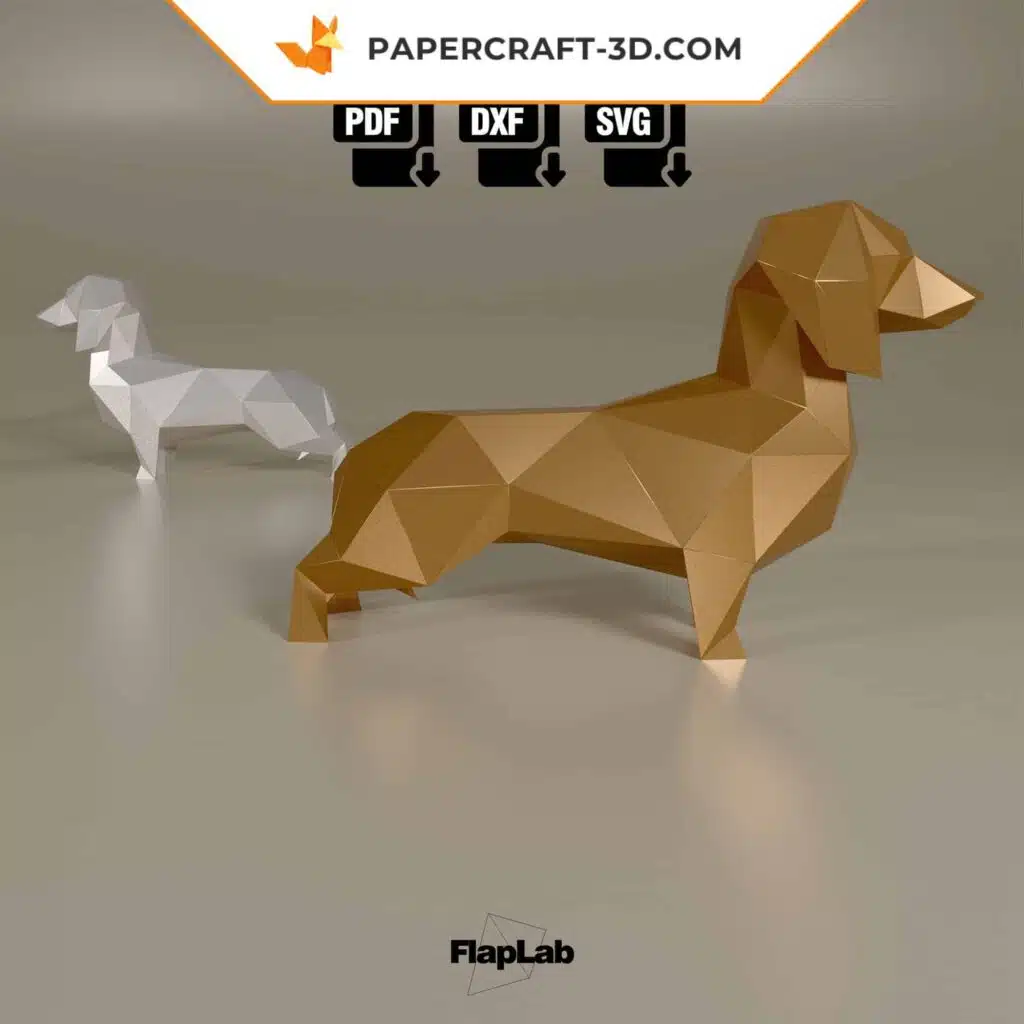 Papercraft duo de teckels en origami 3D