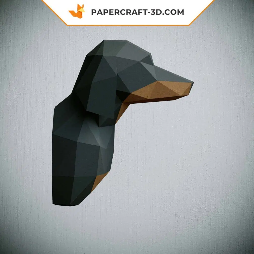 Papercraft Teckel origami papier 3D, weergave 3