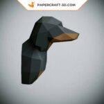 Papercraft tête de teckel mural en origami 3D