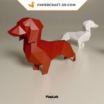 Papercraft duo de teckels en origami 3D