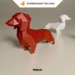 Papercraft Teckel origami papier 3D, weergave 3