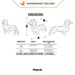 Papercraft Teckel origami papier 3D, weergave 4