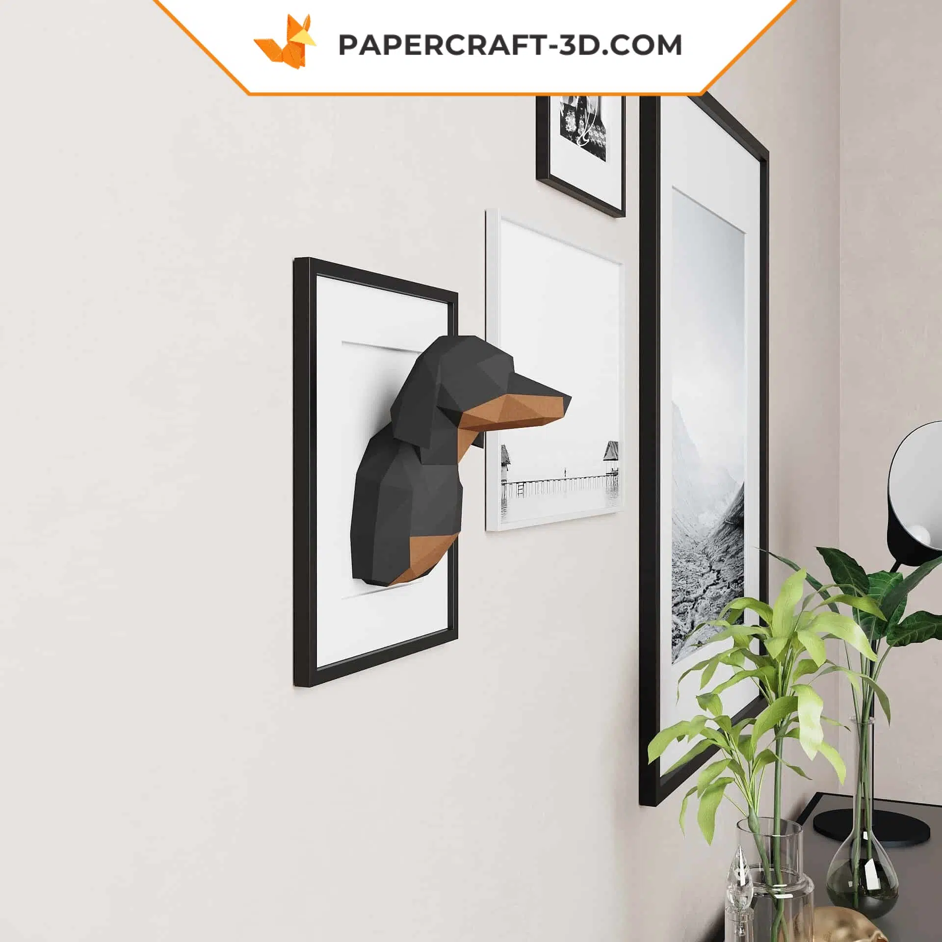 Papercraft Teckel origami papier 3D, weergave 6