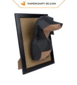 Papercraft tête de teckel mural en origami 3D