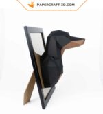 Papercraft tête de teckel mural en origami 3D