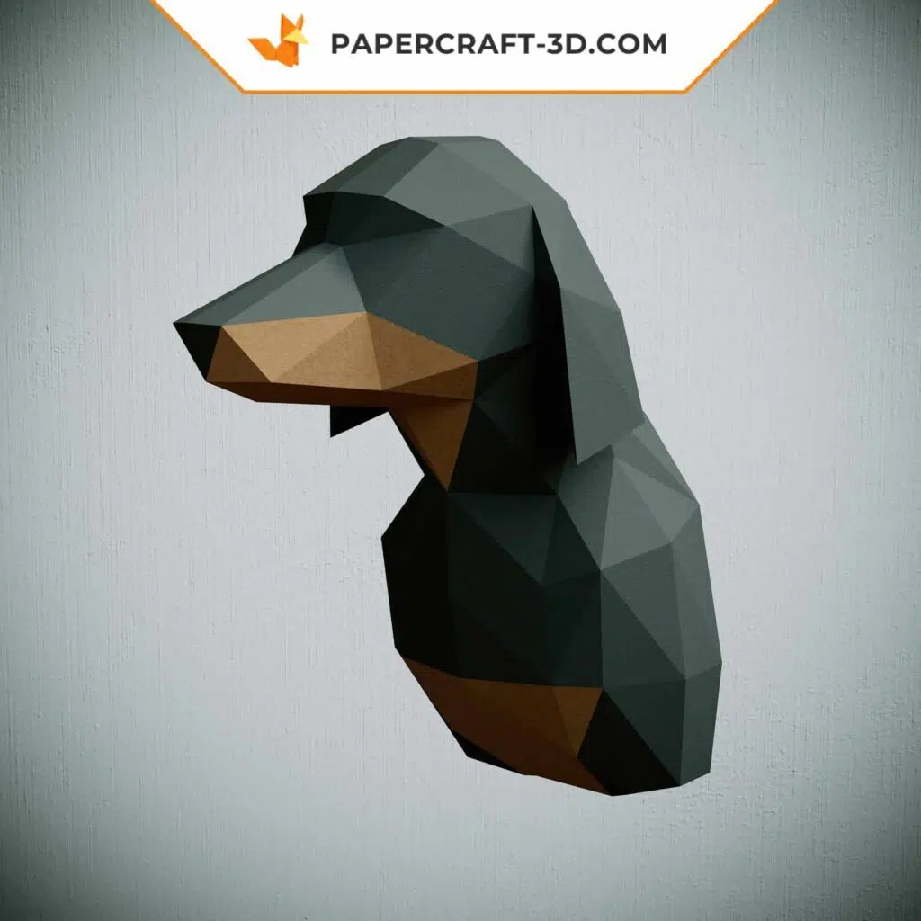 Papercraft testa di bassotto da parete in origami 3D
