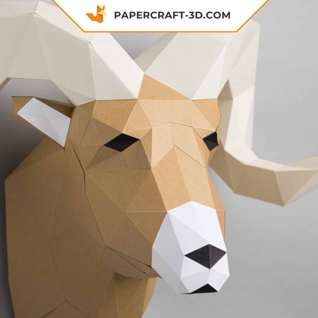 3D Origami Ram Head Papercraft
