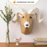 Papercraft tête de bélier origami papier 3D, weergave 3