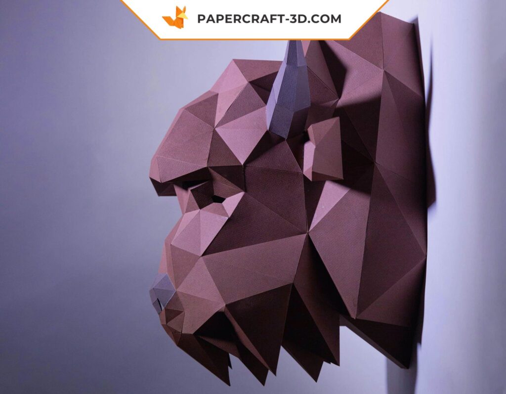 Papercraft cabeza de bisonte en origami 3D