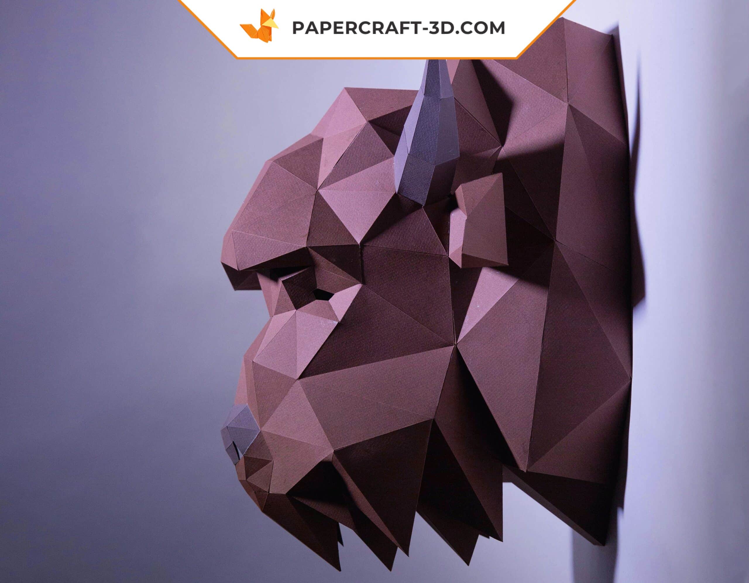 Papercraft of American bison head in 3D origami Papercraft of American bison head in 3D origami