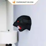 Papercraft cabeça de pantera negra em origami 3D