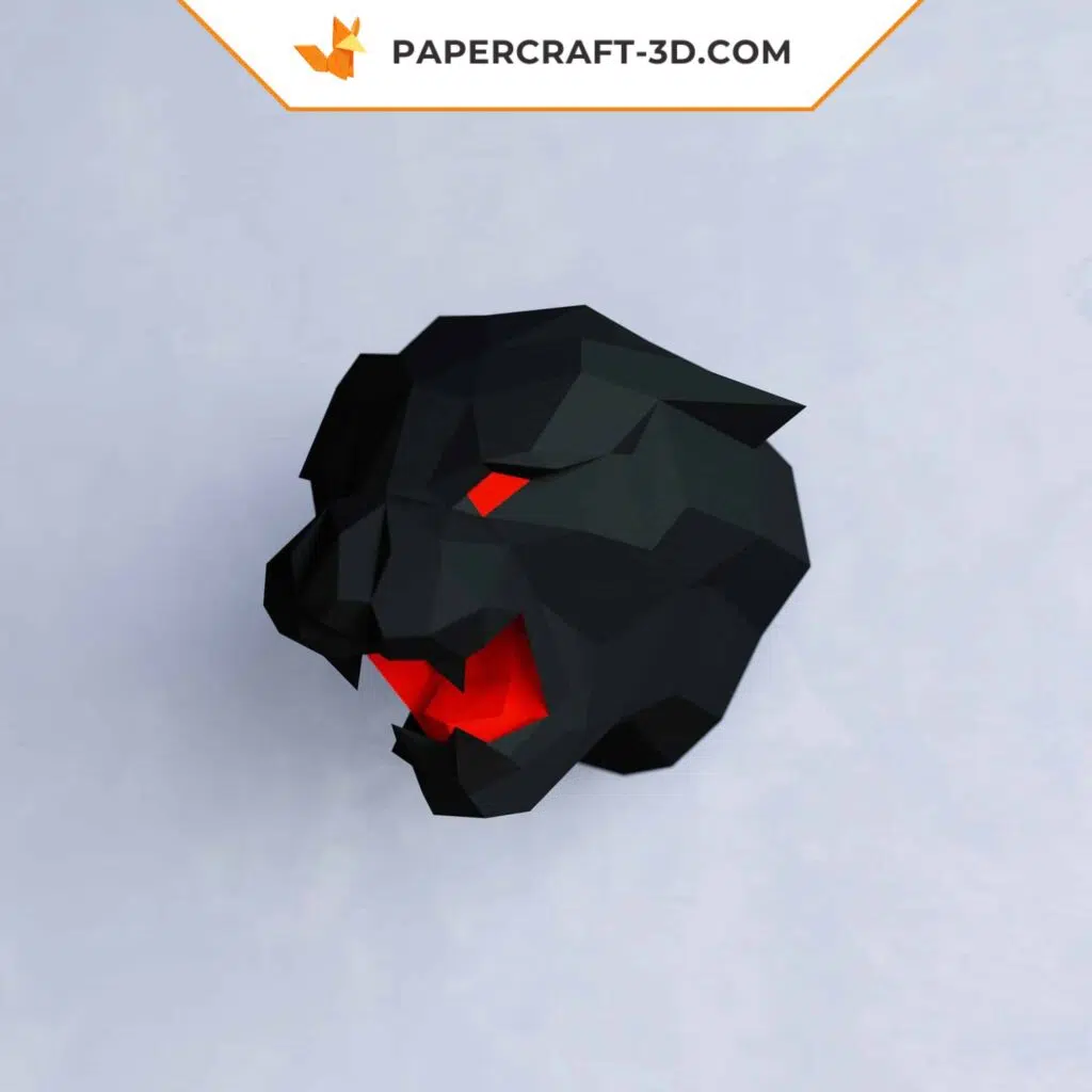 Papercraft cabeça de pantera negra em origami 3D