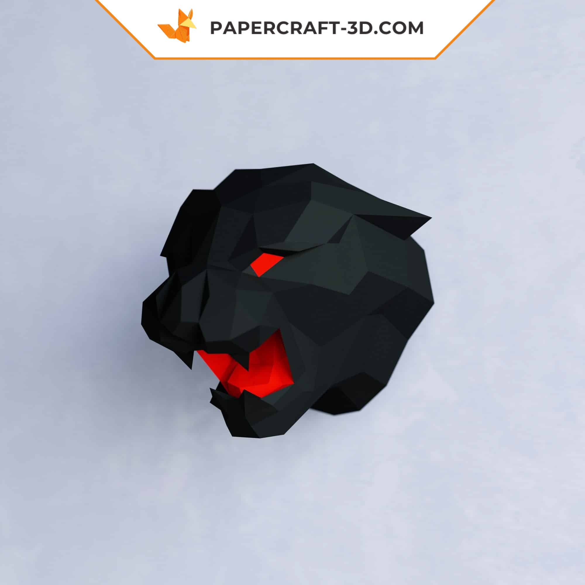 Papercraft black panther head in 3D origami