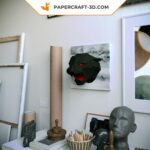 Papercraft cabeça de pantera negra em origami 3D