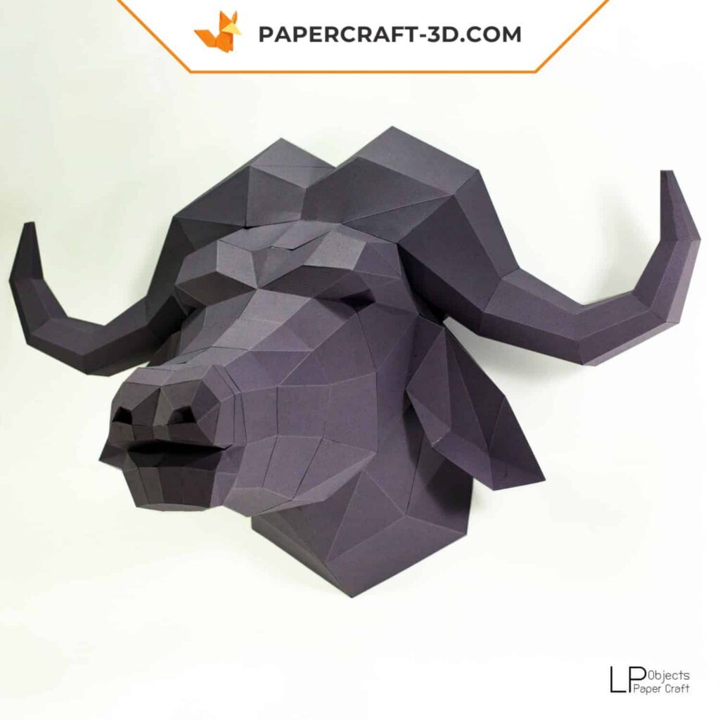 Papercraft cabeça de búfalo em origami