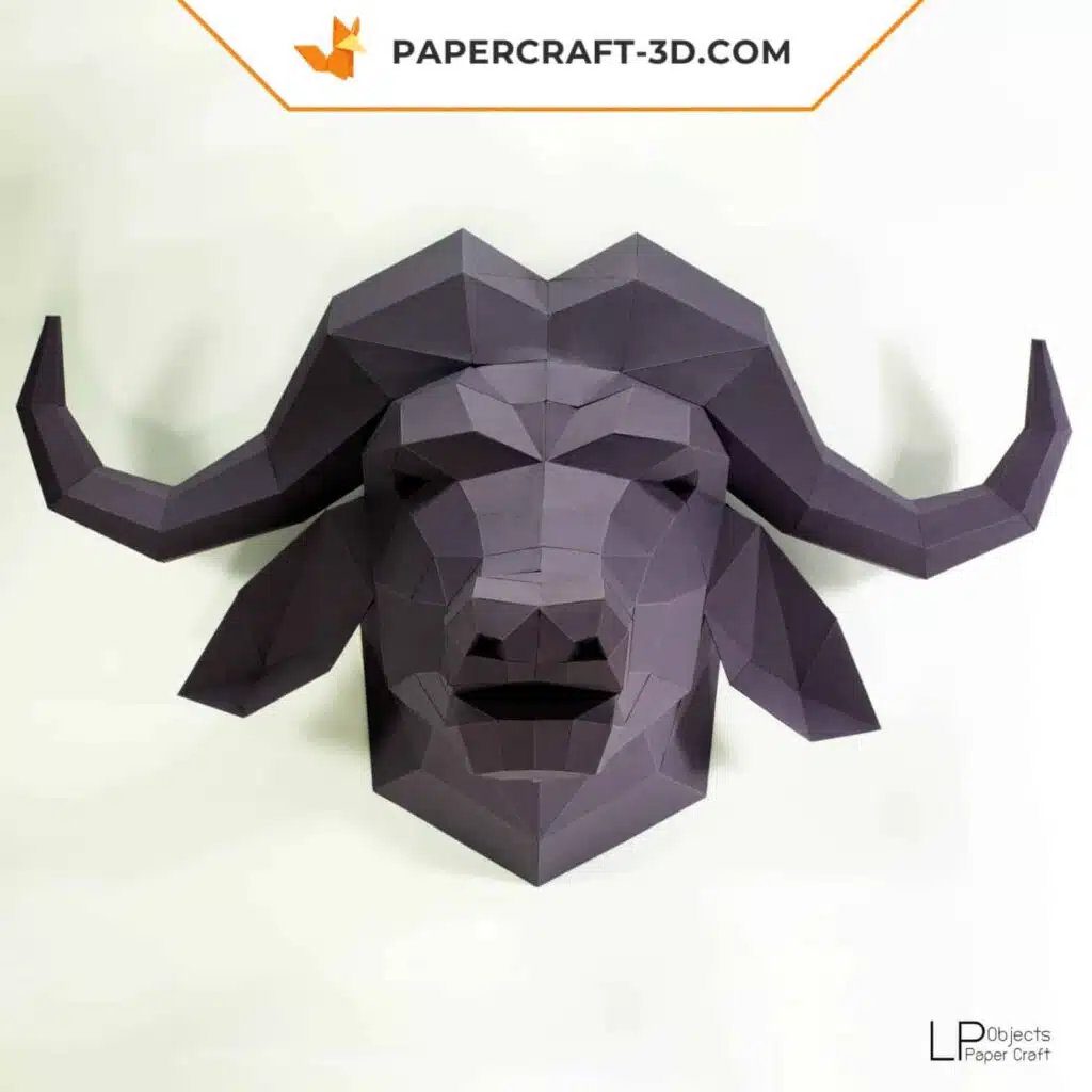 Papercraft Büffelkopf aus Origami