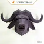 Papercraft testa di bufalo in origami, vista 2