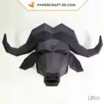 Papercraft testa di bufalo in origami, vista 4