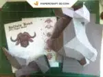 Papercraft testa di bufalo in origami, vista 6