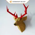Papercraft testa di cervo murale in origami 3D, vista 2