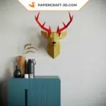 Papercraft testa di cervo murale in origami 3D, vista 5